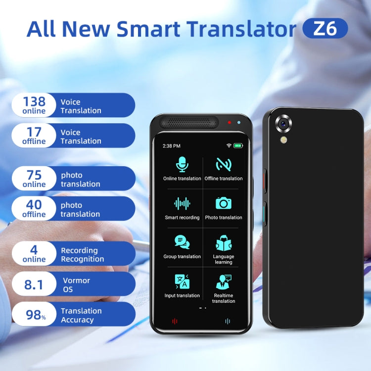 VORMOR Z6 5.0 inch HD Touch Screen Smart AI Translator 139 Languages with Offline Translation / Photo Translation - by PMC Jewellery | Online Shopping South Africa | PMC Jewellery | Buy Now Pay Later Mobicred