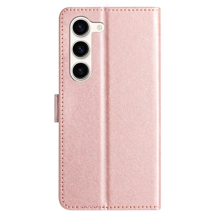 For Samsung Galaxy S25 5G Silk Texture Horizontal Flip Leather Phone Case(Rose Gold)
