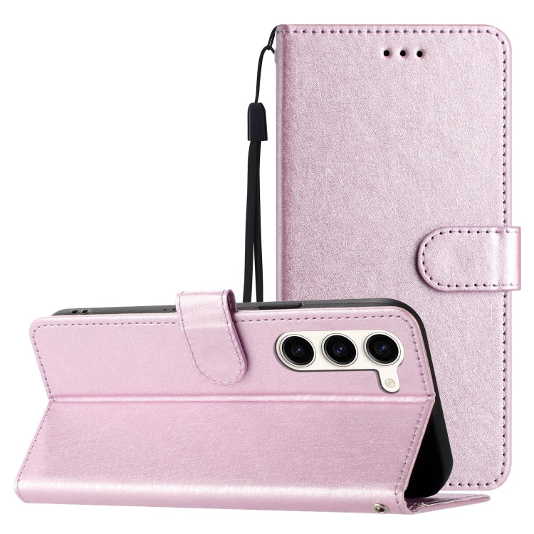 For Samsung Galaxy S25+ 5G Silk Texture Horizontal Flip Leather Phone Case(Rose Pink)