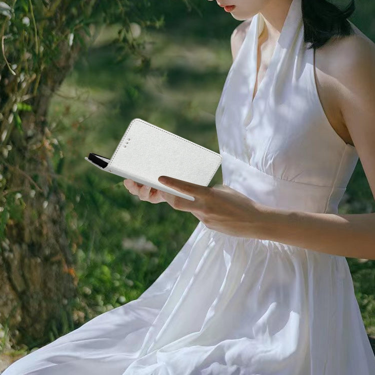 For Samsung Galaxy S25+ 5G Silk Texture Horizontal Flip Leather Phone Case(Silver) - Galaxy S25+ 5G Cases by PMC Jewellery | Online Shopping South Africa | PMC Jewellery | Buy Now Pay Later Mobicred