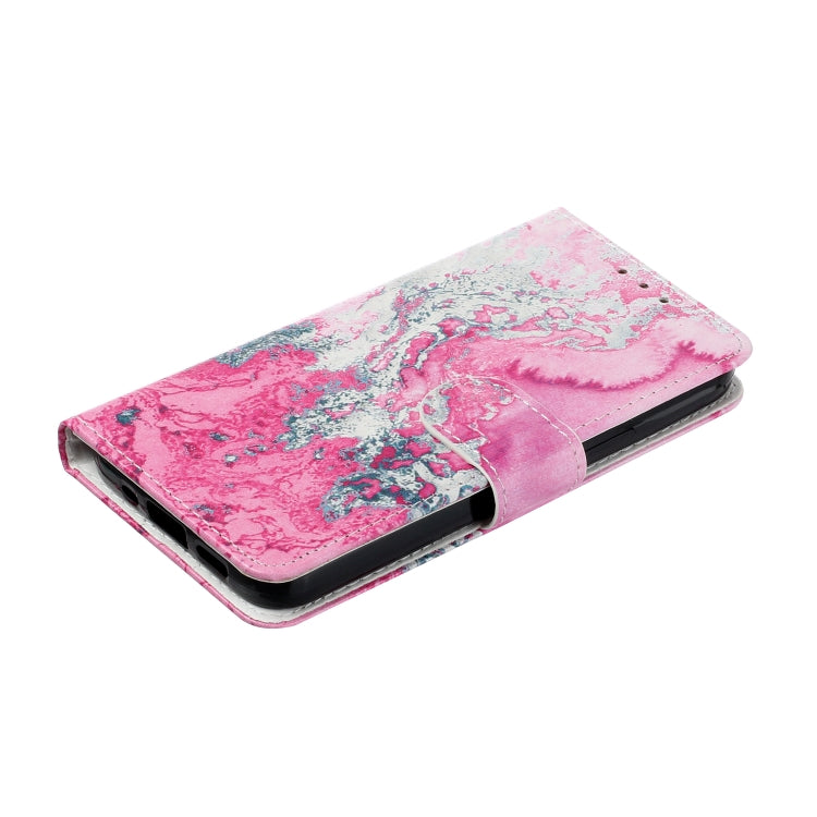 For Samsung Galaxy S25+ 5G Colored Drawing Marble Pattern Leather Phone Case(Pink Seawater)