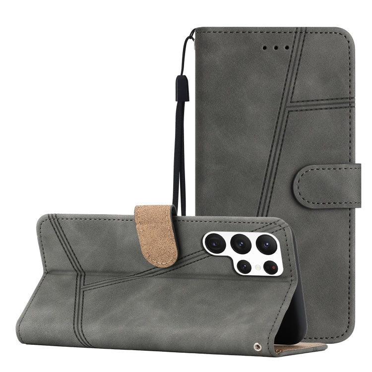 For Samsung Galaxy S25 Ultra 5G Skin-feel Stitching Leather Phone Case(Grey)