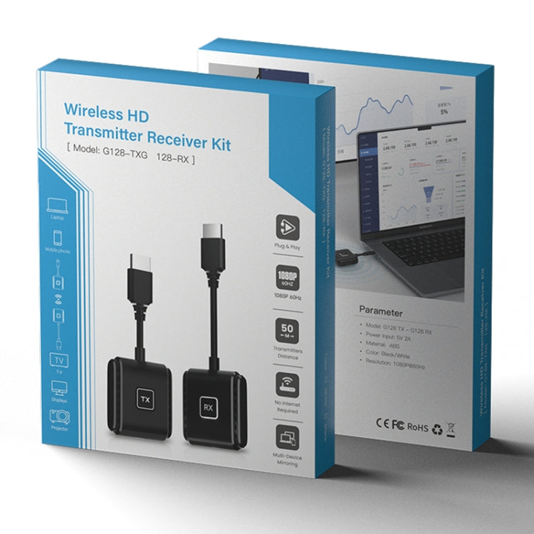 G128 1080P 60Hz Wireless HD Screen Projector Transmitter and Receiver Kit(White) - Wireless Display Dongle by PMC TechLife | Online Shopping South Africa | PMC TechLife | Buy Now Pay Later Mobicred