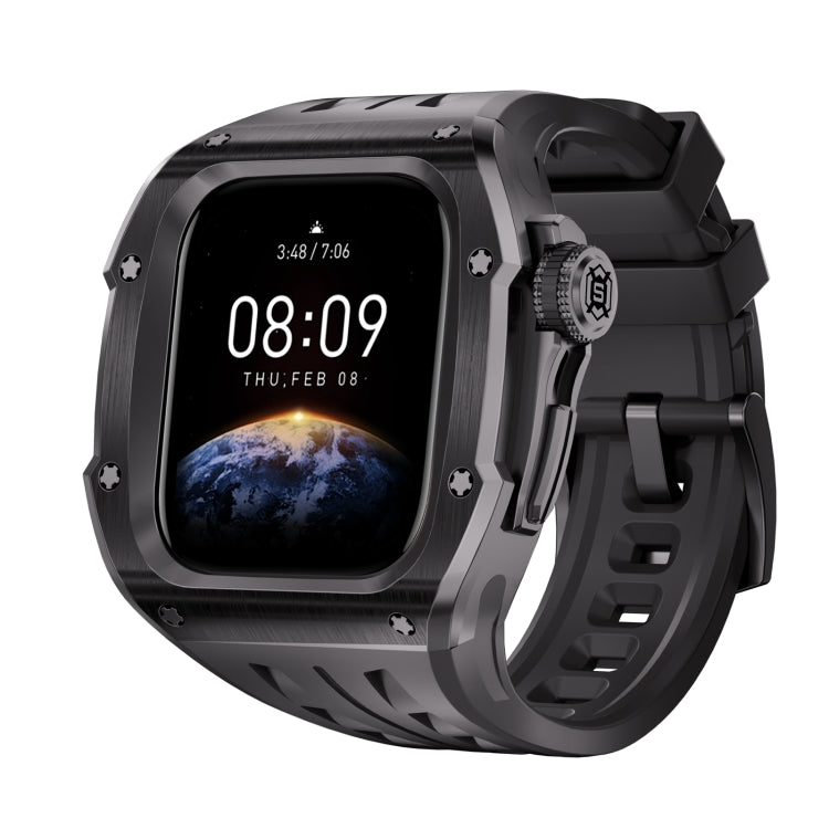 For Apple Watch Series 10 46mm RedPepper Armor Metal Case Integrated Silicone Watch Band(Black)