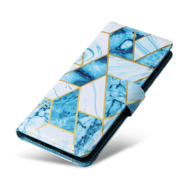 For Samsung Galaxy S25 5G Marble Bronzing Stitching Leather Phone Case(Blue) - Galaxy S25 5G Cases by PMC Jewellery | Online Shopping South Africa | PMC Jewellery | Buy Now Pay Later Mobicred