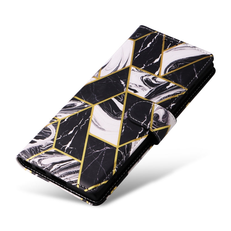 For Samsung Galaxy S25 Ultra 5G Marble Bronzing Stitching Leather Phone Case(Black)