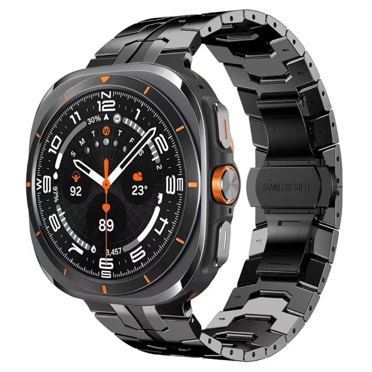 For Samsung Galaxy Watch Ultra 47mm Butterfly Buckle Titanium Alloy Watch Band(Black)