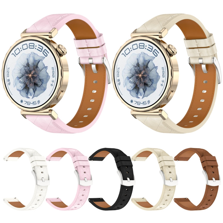 18mm Square Leather Silver Buckle Watch Band(Apricot) - free shipping - PMC Jewellery - Order now!