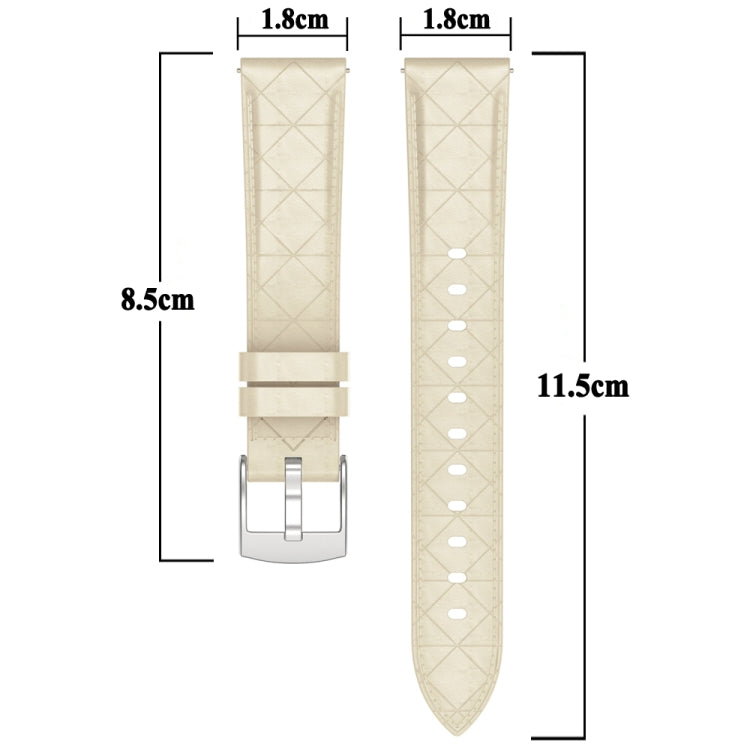20mm Square Leather Silver Buckle Watch Band(White)