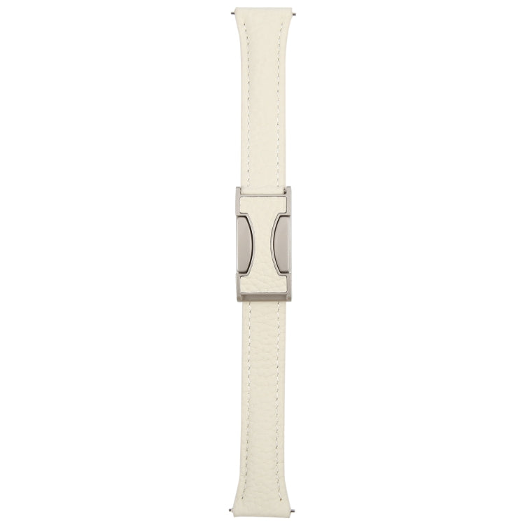 20mm Universal Slim Magnetic Buckle Genuine Leather Watch Band(Beige)