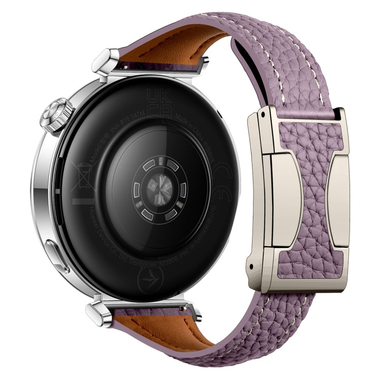 20mm Universal Slim Magnetic Buckle Genuine Leather Watch Band(Purple)