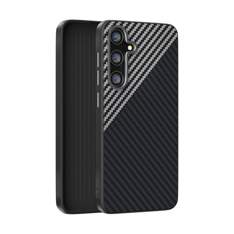 For Samsung Galaxy S25+ 5G / S24+ 5G ABEEL C Carbon Fiber Series 6D Micro Relief MagSafe Phone Case(Black Grey)