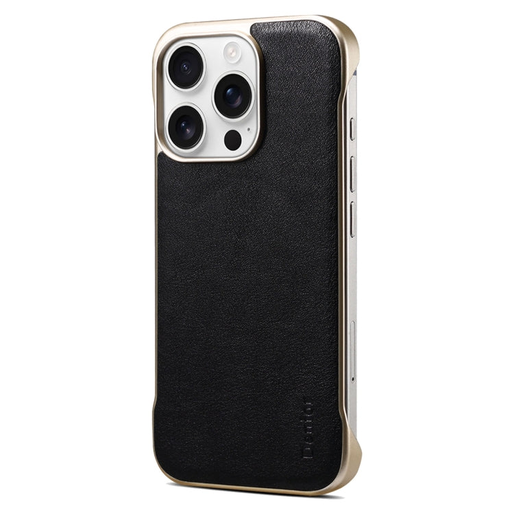 For iPhone 16 Pro Denior MagSafe Genuine Leather Calf Texture Phone Case(Black)