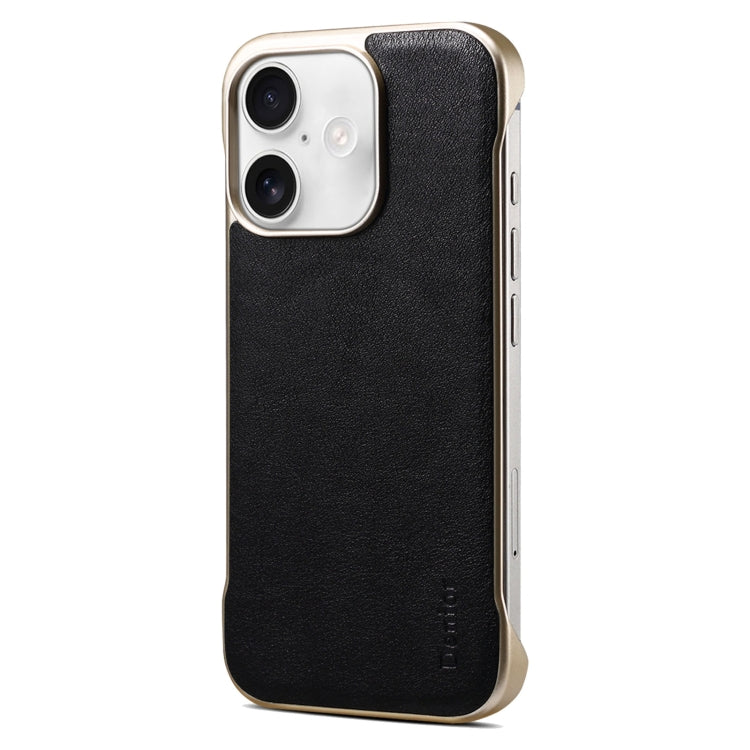 For iPhone 16 Denior MagSafe Genuine Leather Calf Texture Phone Case(Black)