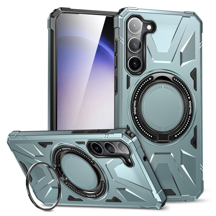 For Samsung Galaxy S25+ 5G MagSafe Magnetic Shockproof Phone Case with Ring Holder(Green)