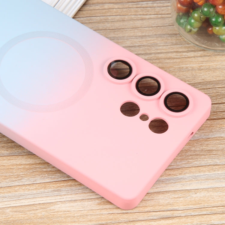 For Samsung Galaxy S25 Ultra 5G Liquid TPU Silicone Gradient MagSafe Phone Case(Pink Blue) - Galaxy S25 Ultra 5G Cases by PMC TechLife | Online Shopping South Africa | PMC TechLife | Buy Now Pay Later Mobicred
