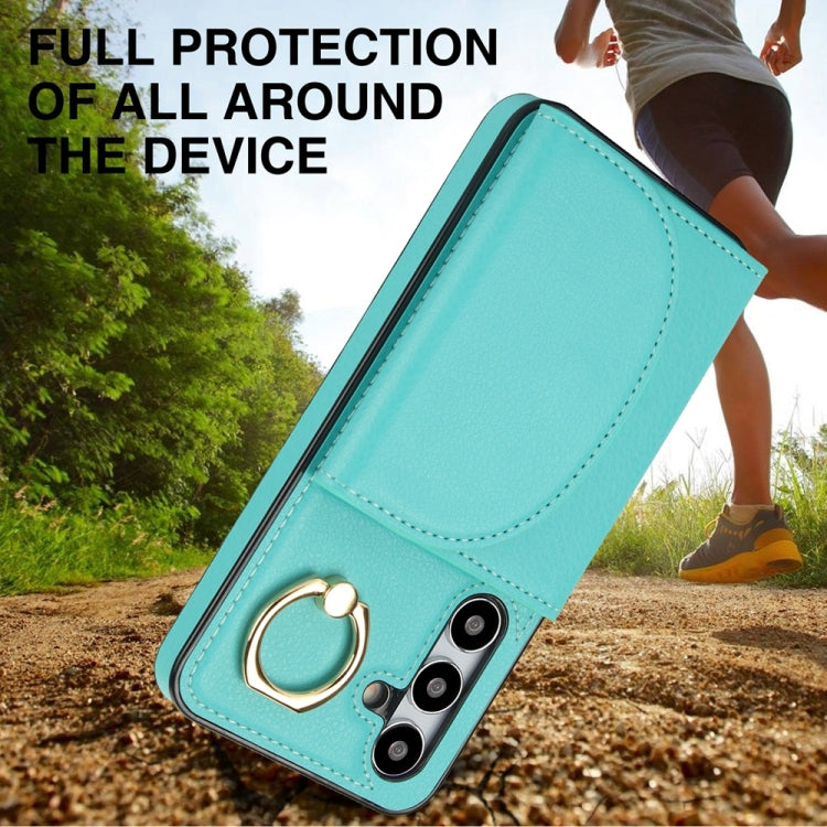 For Samsung Galaxy S25+ 5G Ring Holder Card Bag Skin Feel Phone Case(Green) - Galaxy S25+ 5G Cases by PMC Jewellery | Online Shopping South Africa | PMC Jewellery | Buy Now Pay Later Mobicred