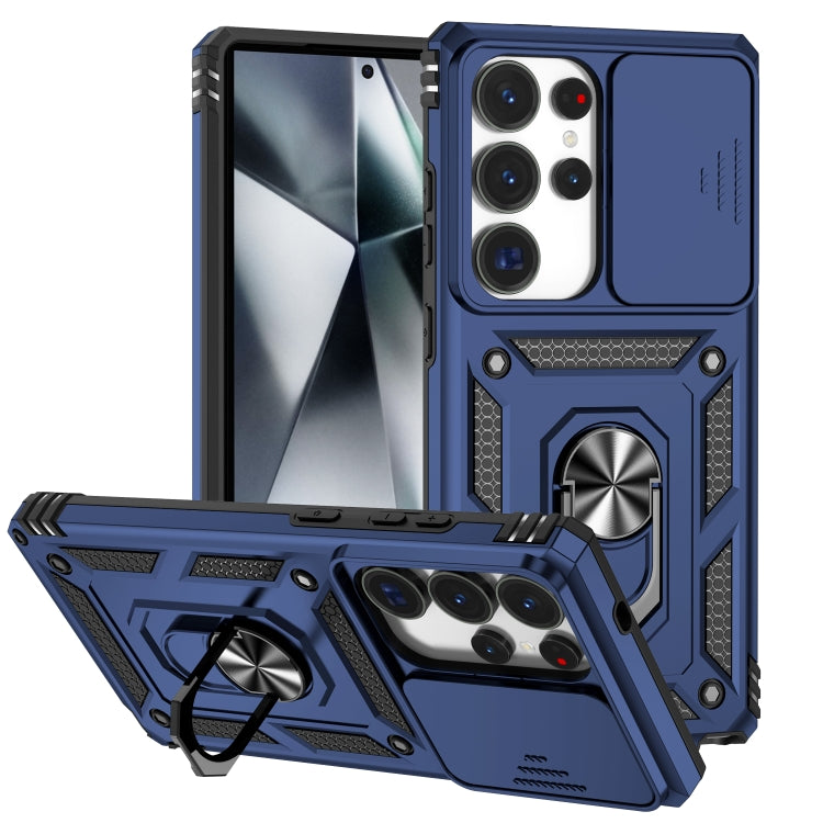 For Samsung Galaxy S25 Ultra 5G Sliding Camshield Holder Phone Case(Blue)