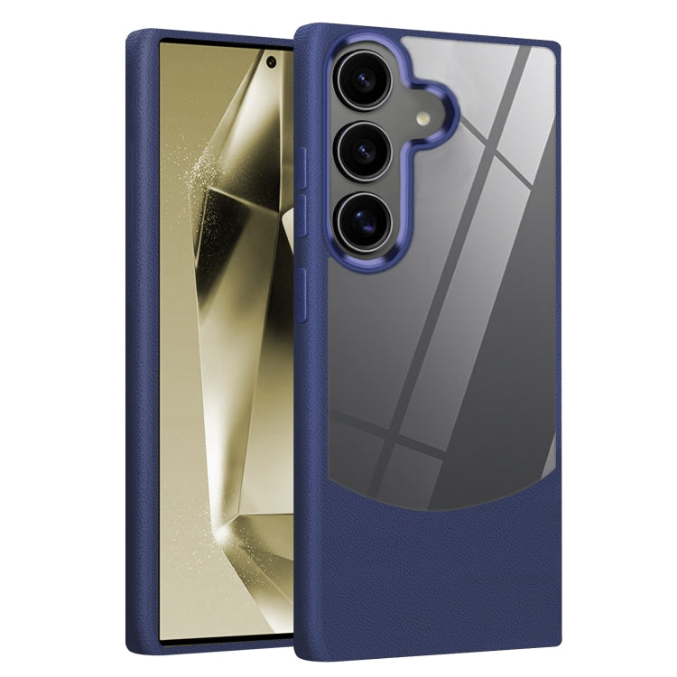 For Samsung Galaxy S25+ 5G Litchi Texture TPU Hybrid Acrylic Phone Case(Blue)