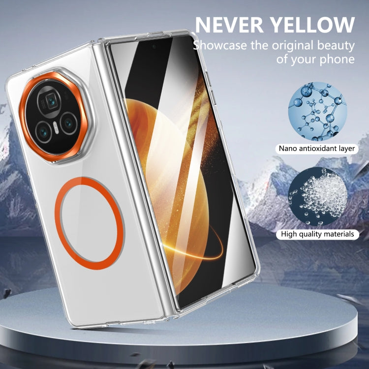 For Honor Magic V3 lce Folding Series MagSafe Integrated Clear PC Phone Case(Orange)