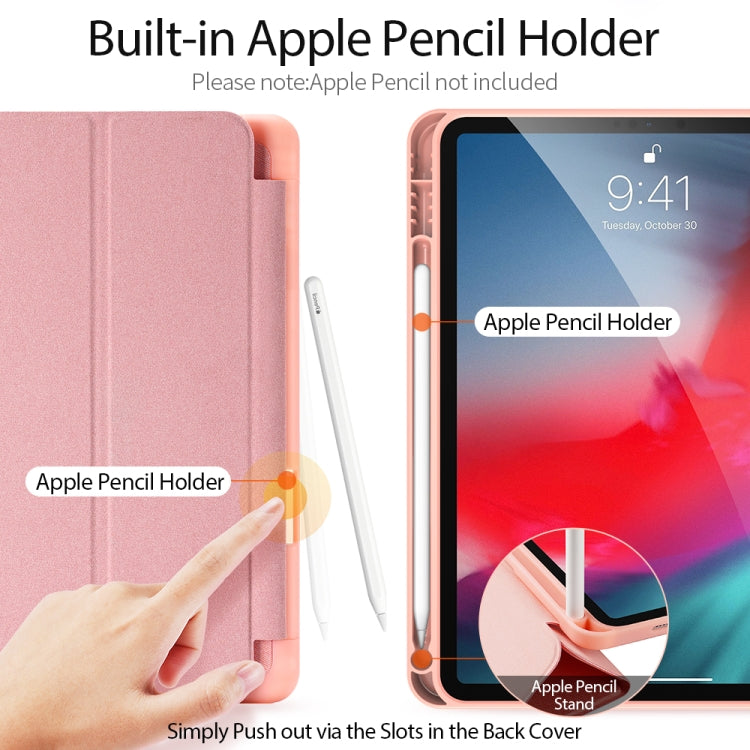 For iPad Air 11 2025 / 2024 / 2022 / 2020 10.9 DUX DUCIS Domo Series Horizontal Flip Magnetic TPU + PU Leather Case with Three-folding Holder & Pen Slot(Pink)