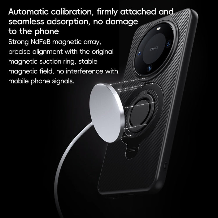 For Huawei Mate 60 Carbon Fiber MagSafe Phone Case with 360 Degree Rotating Holder(Black) - Huawei Cases by PMC TechLife | Online Shopping South Africa | PMC TechLife | Buy Now Pay Later Mobicred