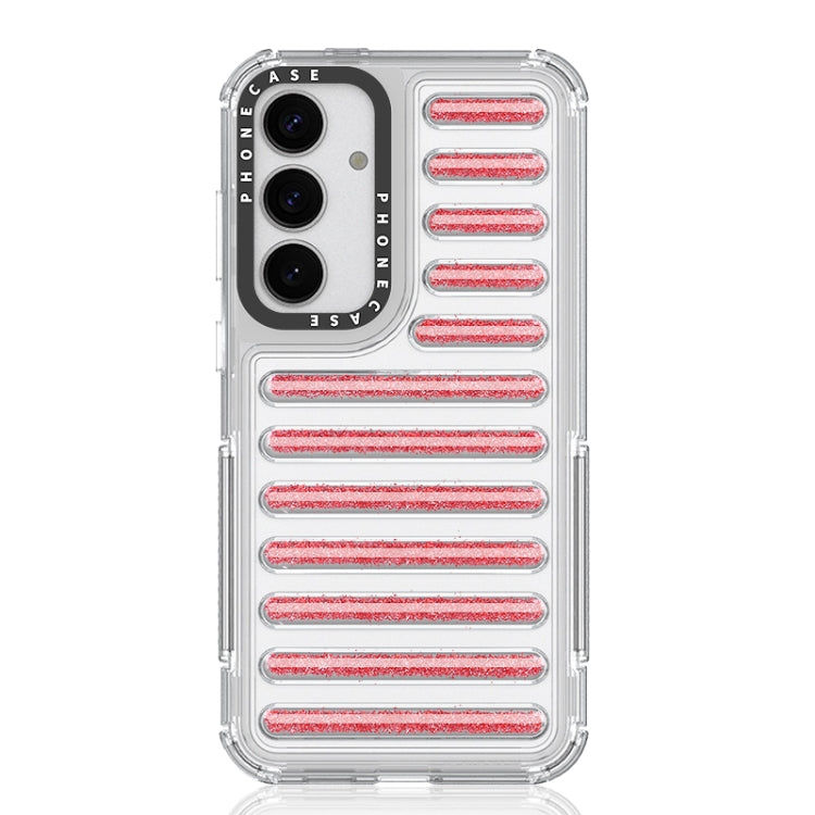 For Samsung Galaxy S25+ 5G Capsule Glitter TPU Hybrid PC Airbag Phone Case(Red)