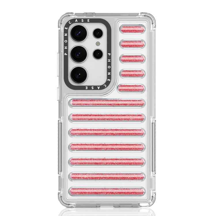 For Samsung Galaxy S25 Ultra 5G Capsule Glitter TPU Hybrid PC Airbag Phone Case(Red)