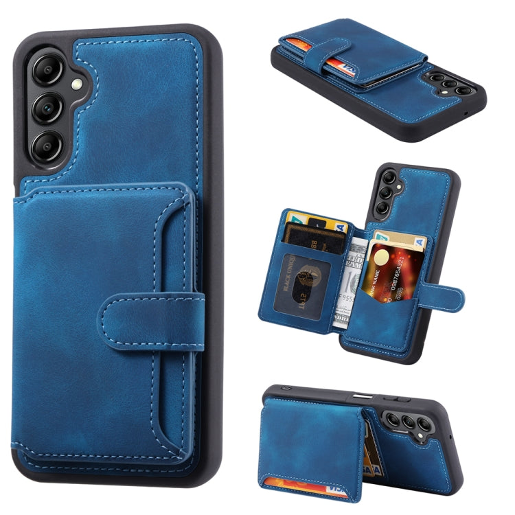 For Samsung Galaxy S25 5G Skin Feel Dream RFID Anti-theft PU Card Bag Phone Case(Peacock Blue)