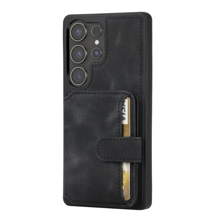 For Samsung Galaxy S25 Ultra 5G Skin Feel Dream RFID Anti-theft PU Card Bag Phone Case(Black)