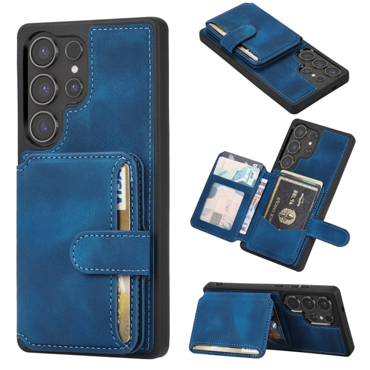 For Samsung Galaxy S25 Ultra 5G Skin Feel Dream RFID Anti-theft PU Card Bag Phone Case(Peacock Blue)