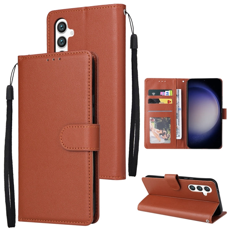 For Samsung Galaxy S25 5G 3-Card Slots Multifunctional Leather Phone Case(Brown)