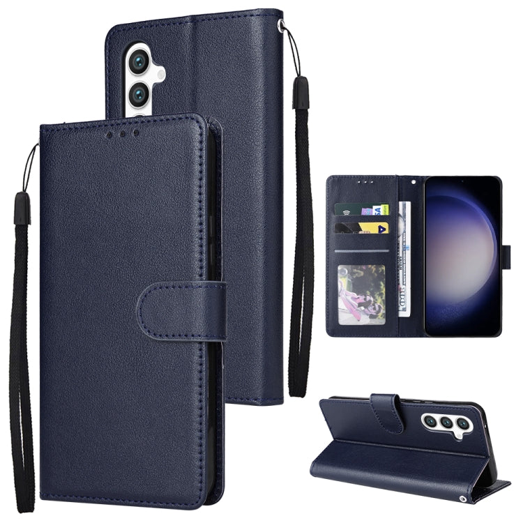 For Samsung Galaxy S25 5G 3-Card Slots Multifunctional Leather Phone Case(Blue)