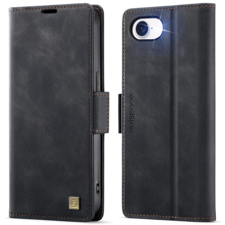 For iPhone 16e AutSpace A11 Side Buckle MagSafe Magnetic RFID Phone Leather Case(Black) - free shipping - PMC Jewellery - Order now!