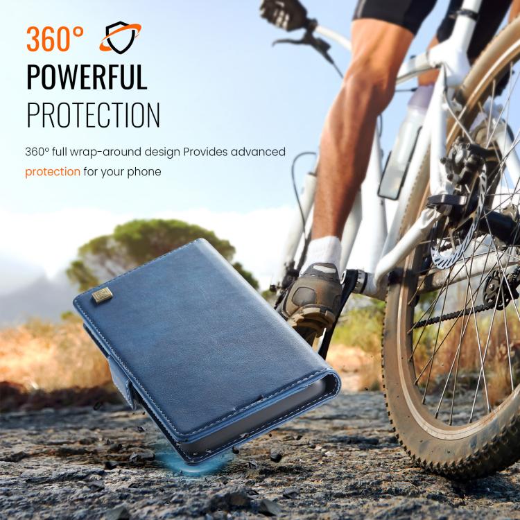 For iPhone 16e AutSpace A11 Side Buckle MagSafe Magnetic RFID Phone Leather Case(Blue) - free shipping - PMC Jewellery - Order now!