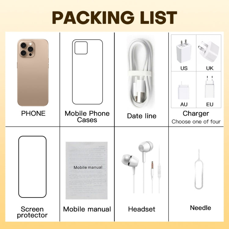 U218 / i16 Pro Max, 1GB+16GB, 6.6 inch Android 8.1 MTK6580A Quad Core, OTG, Network: 3G, Dual SIM, Plug:EU Plug(Desert Gold) - free shipping - PMc TechLife - Order now!