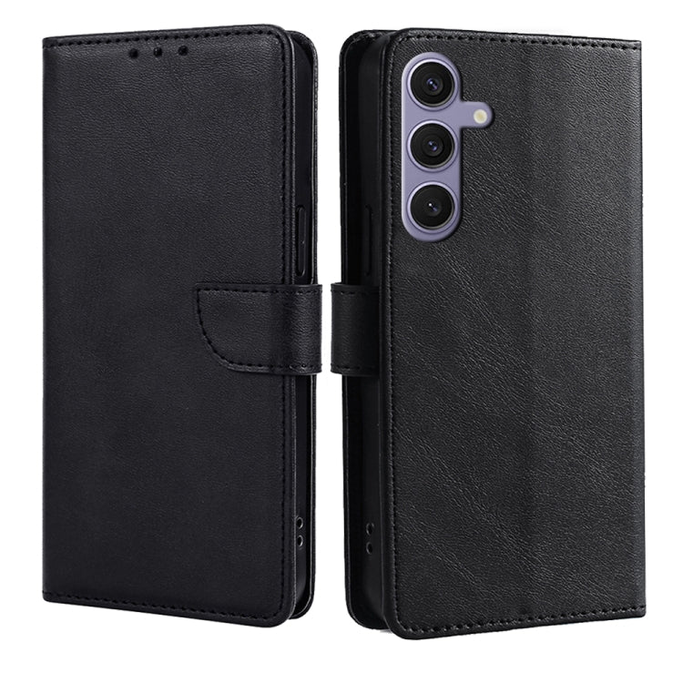 For Samsung Galaxy S25+ 5G Calf Texture Buckle Flip Leather Phone Case(Black)