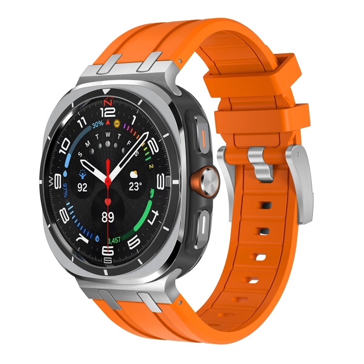 For Samsung Galaxy Watch Ultra 47mm AP Series Liquid Silicone Watch Band(Silver Orange)