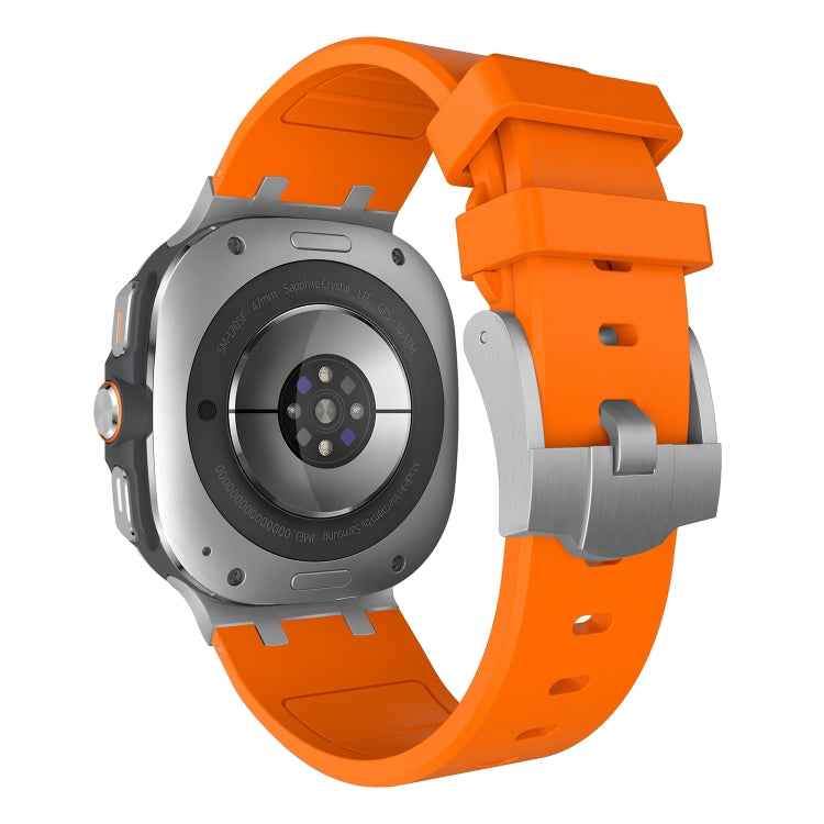 For Samsung Galaxy Watch Ultra 47mm AP Series Liquid Silicone Watch Band(Silver Orange)
