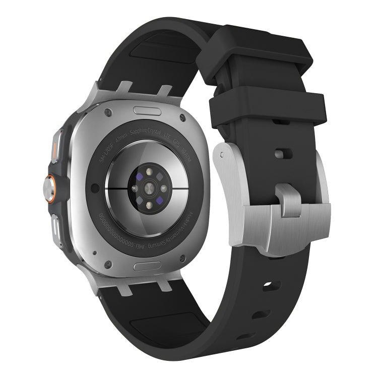 For Samsung Galaxy Watch Ultra 47mm AP Series Liquid Silicone Watch Band(Silver Black)