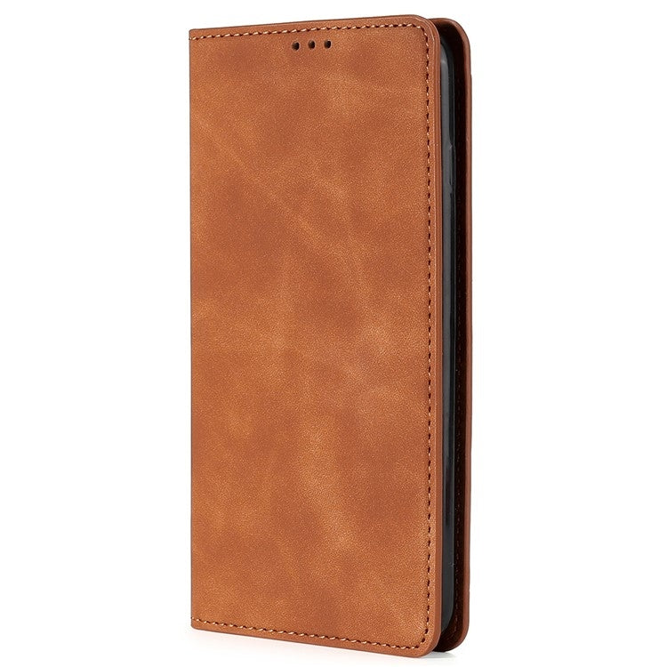 For Samsung Galaxy S25 Ultra 5G Skin Feel Magnetic Leather Phone Case(Light Brown)