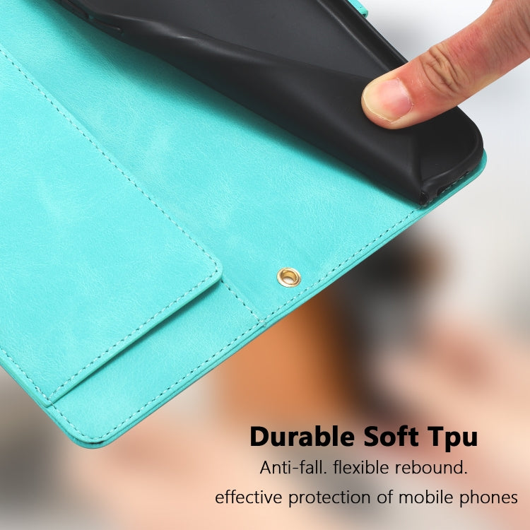 For Samsung Galaxy S25+ 5G Tulips Embossed Leather Phone Case with Lanyard(Green) - Galaxy S25+ 5G Cases by PMC Jewellery | Online Shopping South Africa | PMC Jewellery | Buy Now Pay Later Mobicred