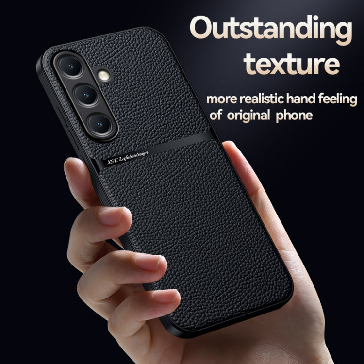 For Samsung Galaxy S25+ 5G Litchi Leather Magnetic Full Coverage Shockproof Phone Case(Blue)
