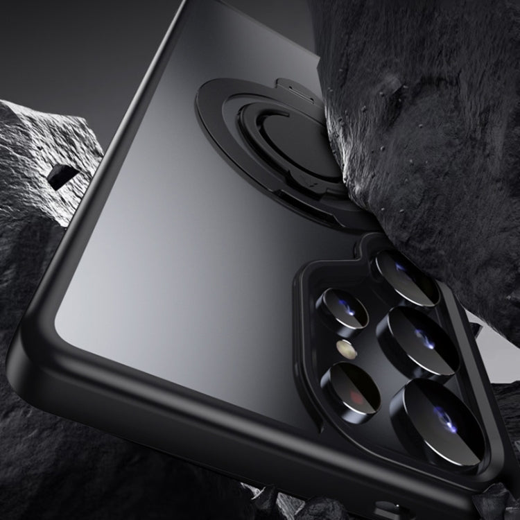 For Samsung Galaxy S25 Ultra 5G Frosted MagSafe Phone Case with 360 Degree Rotating Holder(Grey) - Galaxy S25 Ultra 5G Cases by PMC Jewellery | Online Shopping South Africa | PMC Jewellery | Buy Now Pay Later Mobicred