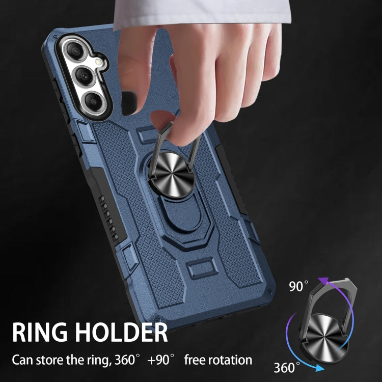 For Samsung Galaxy S25 5G Ring Holder Armor Hybrid Phone Case(Blue) - Galaxy S25 5G Cases by PMC Jewellery | Online Shopping South Africa | PMC Jewellery | Buy Now Pay Later Mobicred