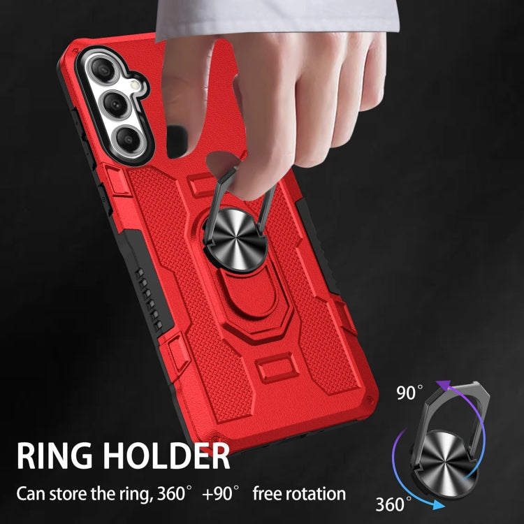 For Samsung Galaxy S25 5G Ring Holder Armor Hybrid Phone Case(Red) - Galaxy S25 5G Cases by PMC Jewellery | Online Shopping South Africa | PMC Jewellery | Buy Now Pay Later Mobicred
