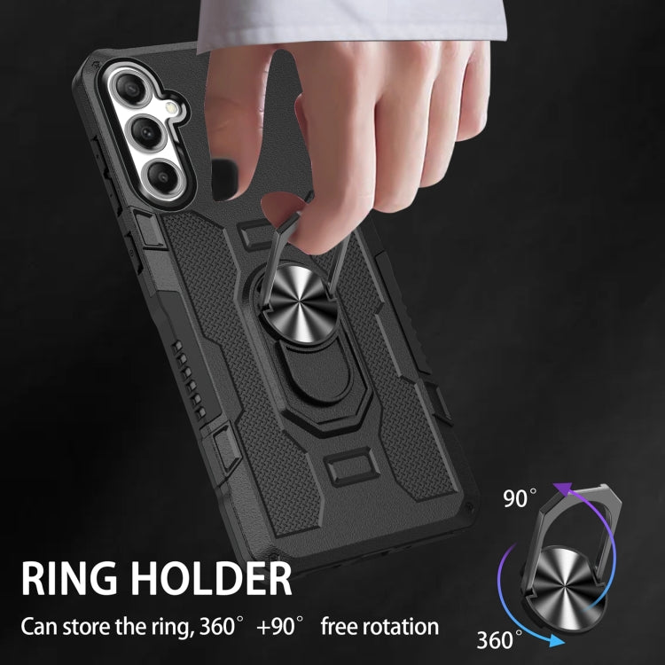 For Samsung Galaxy S25+ 5G Ring Holder Armor Hybrid Phone Case(Black) - Galaxy S25+ 5G Cases by PMC Jewellery | Online Shopping South Africa | PMC Jewellery | Buy Now Pay Later Mobicred