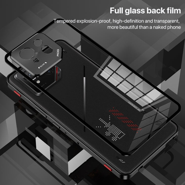 For ASUS ROG Phone 9 Pro Snap Buckle Metal Frame Glass Back Panel Phone Case(Grey)