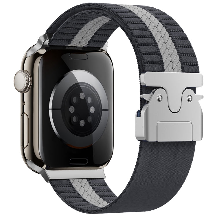 For Apple Watch 46mm / 49mm / 45mm / 44mm Parachute Buckle Braided Nylon Watch Band(Grey White)