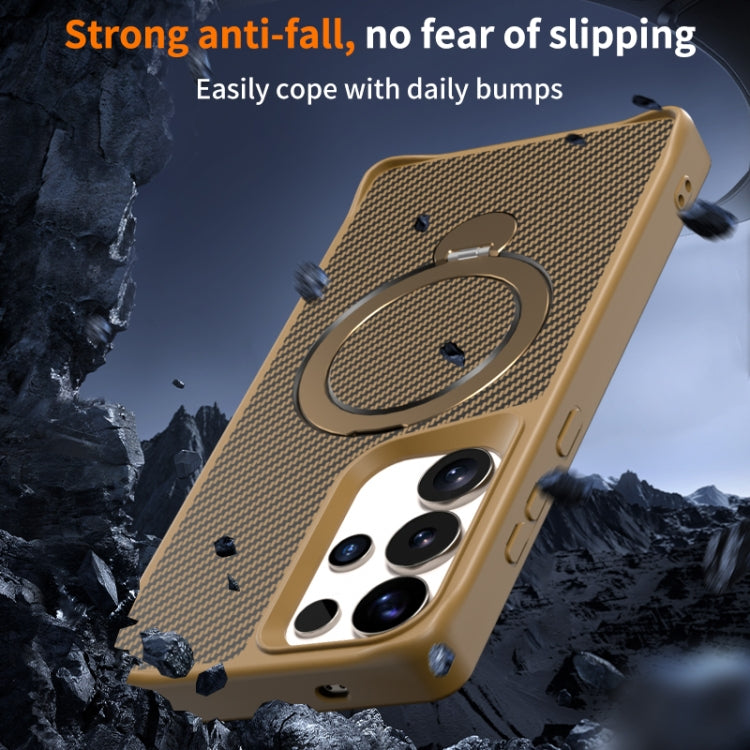 For Samsung Galaxy S25 / S24 5G Carbon Fiber Texture 360 MagSafe Holder Phone Case(Titanium Gray) - Galaxy S25 5G Cases by PMC TechLife | Online Shopping South Africa | PMC TechLife | Buy Now Pay Later Mobicred